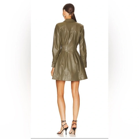 - Veronica Beard Ameeta Dress in Stone Army- faux leather size 14 - Picture 6 of 16